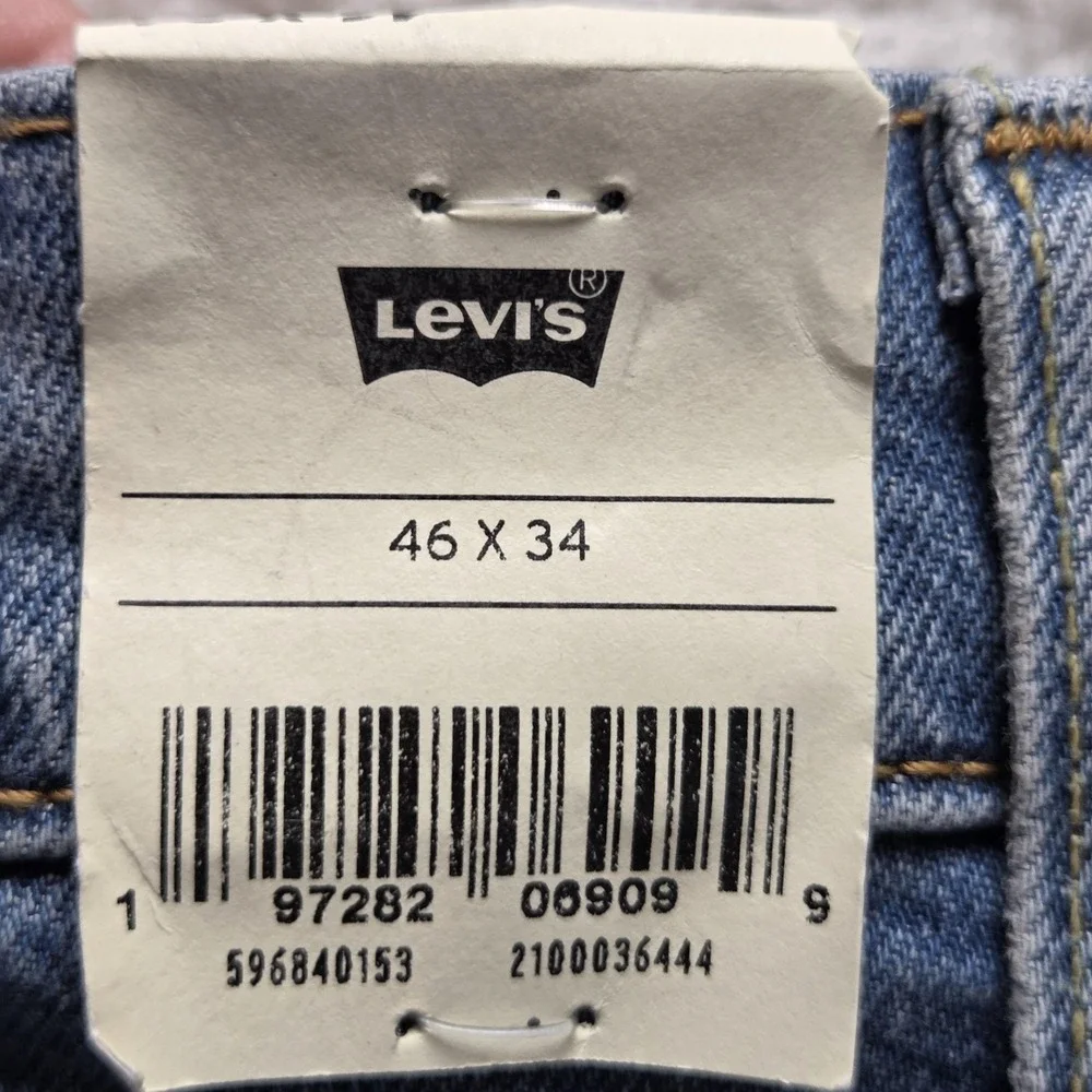 Levis 502 Jeans Mens 46x31 Blue Light Wash Regular Fit Tapered Stretch Denim